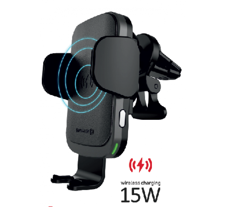 SMART DRŽÁK DO VENTILACE AUTA S BEZDRÁTOVÝM NABÍJENÍM 15W SWISSTEN S-GRIP W2-AV5