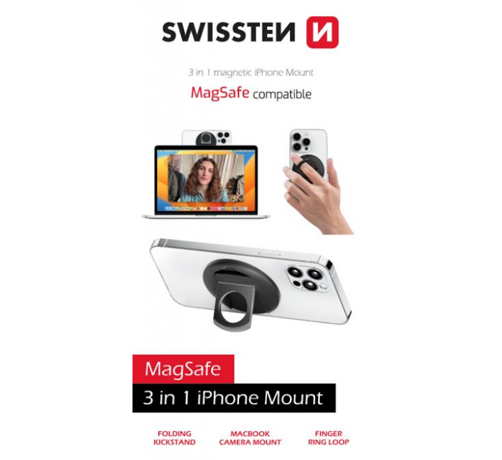 SWISSTEN 3in1 MagStick IPHONE MOUNT BLACK (kompatibilní s MagSafe) 