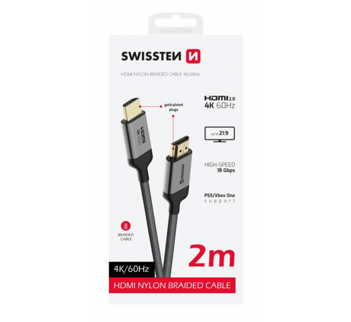 SWISSTEN KABEL HDMI NA HDMI 4K 60Hz 2,0 M