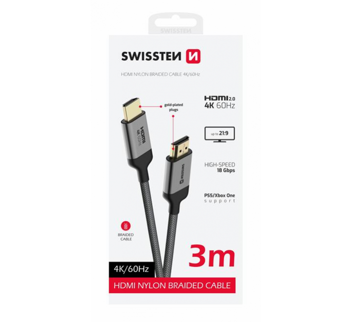 SWISSTEN KABEL HDMI NA HDMI 4K 60Hz 3,0 M