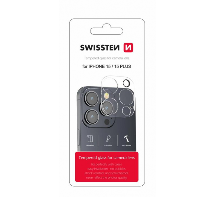 SWISSTEN OCHRANNÉ SKLO NA ČOČKY FOTOAPARÁTU PRO APPLE IPHONE 15 / 15 PLUS