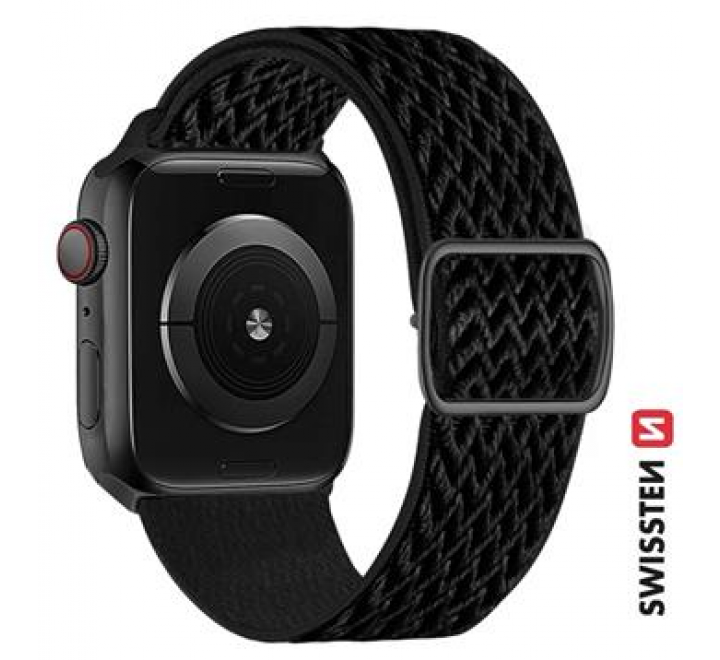 SWISSTEN ŘEMÍNEK PRO APPLE WATCH NYLONOVÝ 38 / 40 / 41 mm ČERNÝ (se sponou)