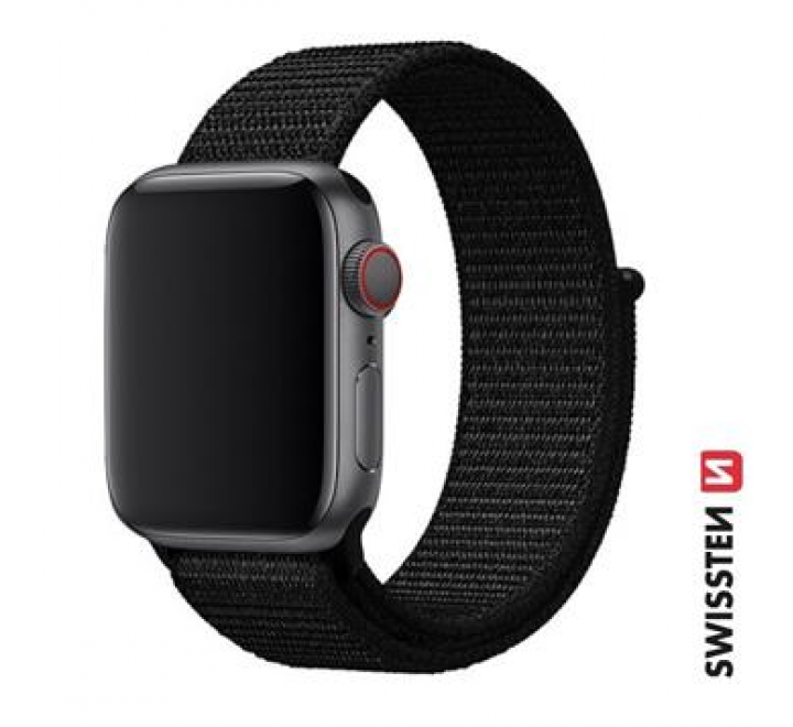SWISSTEN ŘEMÍNEK PRO APPLE WATCH NYLONOVÝ 38 / 40 / 41 mm ČERNÝ