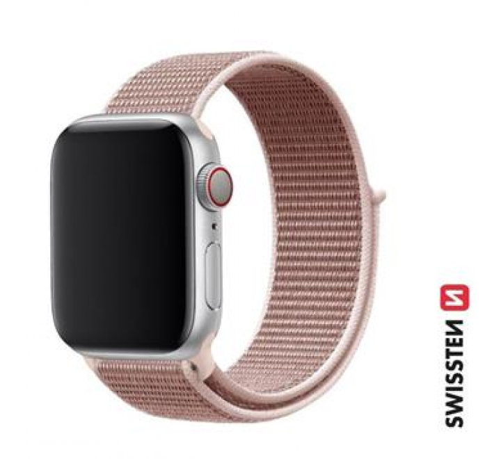 SWISSTEN ŘEMÍNEK PRO APPLE WATCH NYLONOVÝ 38 / 40 / 41 mm RŮŽOVO ZLATÝ