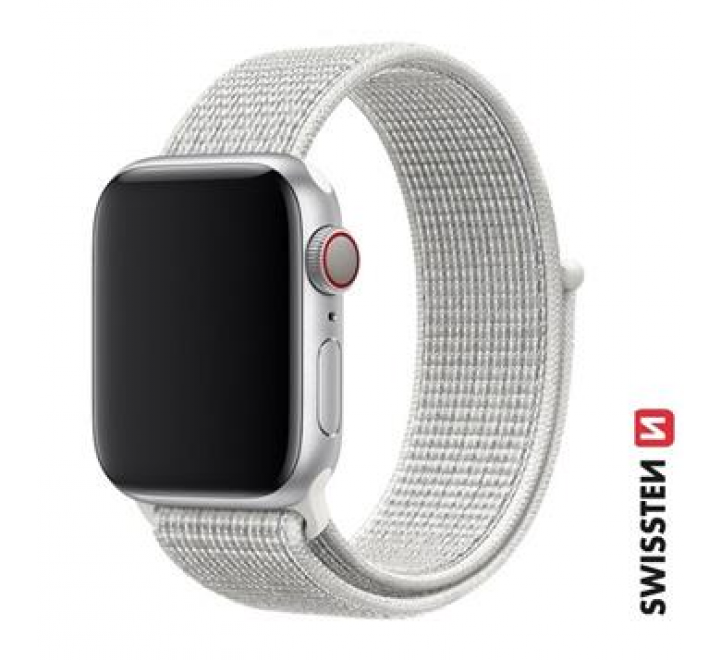 SWISSTEN ŘEMÍNEK PRO APPLE WATCH NYLONOVÝ 42 / 44 / 45 / 49 mm BÍLÝ