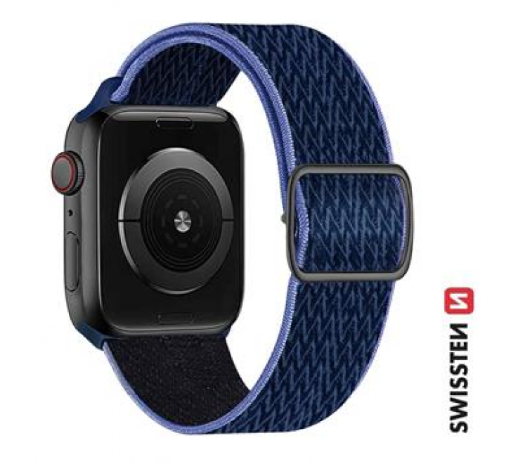 SWISSTEN ŘEMÍNEK PRO APPLE WATCH NYLONOVÝ 42 / 44 / 45 / 49 mm MODRÝ/FIALOVÝ (se sponou)