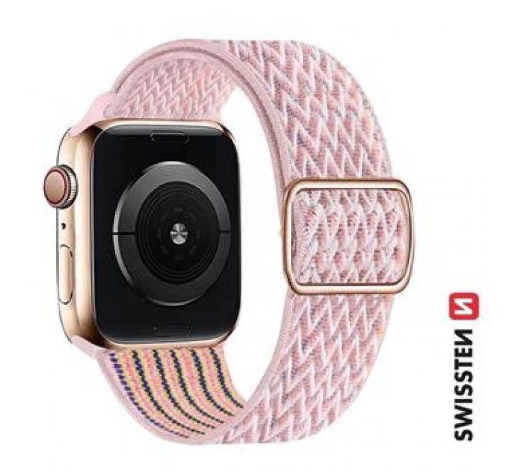 SWISSTEN ŘEMÍNEK PRO APPLE WATCH NYLONOVÝ 42 / 44 / 45 / 49 mm RŮŽOVÝ (se sponou)