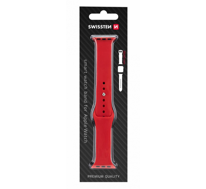 SWISSTEN ŘEMÍNEK PRO APPLE WATCH SILIKONOVÝ 38-40 mm ČERVENÝ