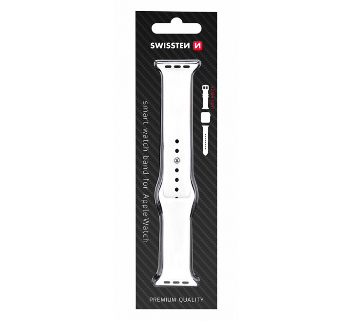 SWISSTEN ŘEMÍNEK PRO APPLE WATCH SILIKONOVÝ 42-44 mm BÍLÝ