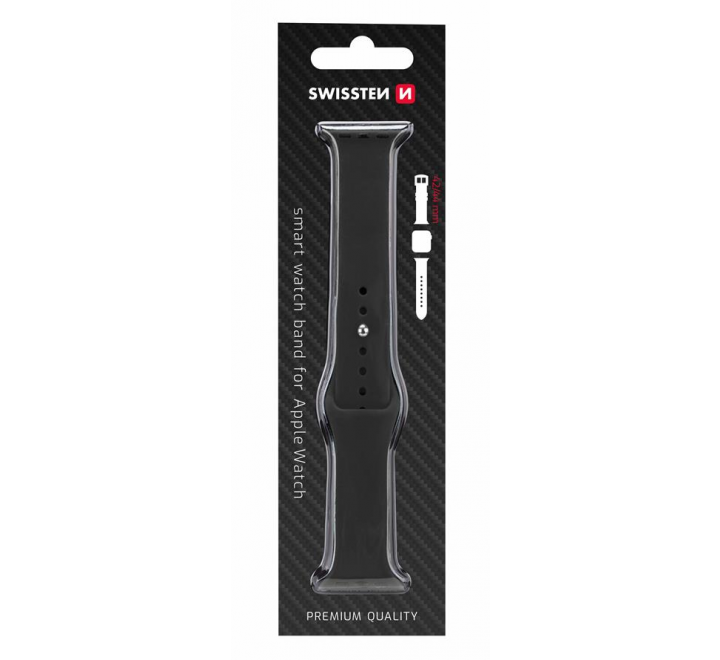 SWISSTEN ŘEMÍNEK PRO APPLE WATCH SILIKONOVÝ 42-44 mm ČERNÝ