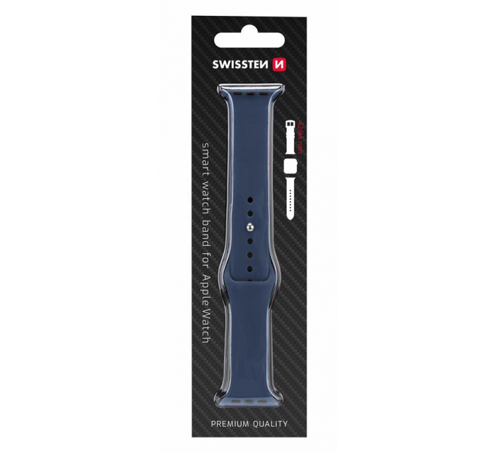 SWISSTEN ŘEMÍNEK PRO APPLE WATCH SILIKONOVÝ 42-44 mm MODRÝ
