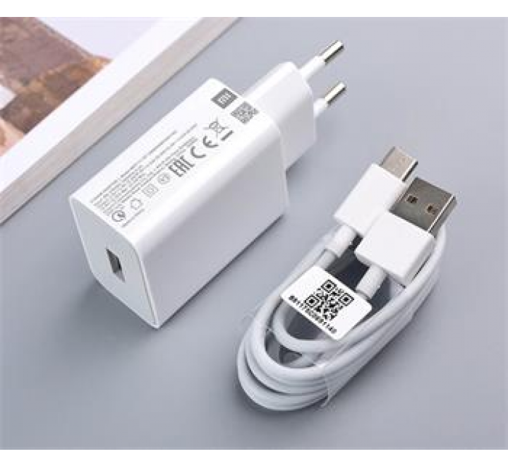 Xiaomi MDY-11-EP USB 22,5W Cestovní Nabíječka + USB-C Datový Kabel White (Bulk)
